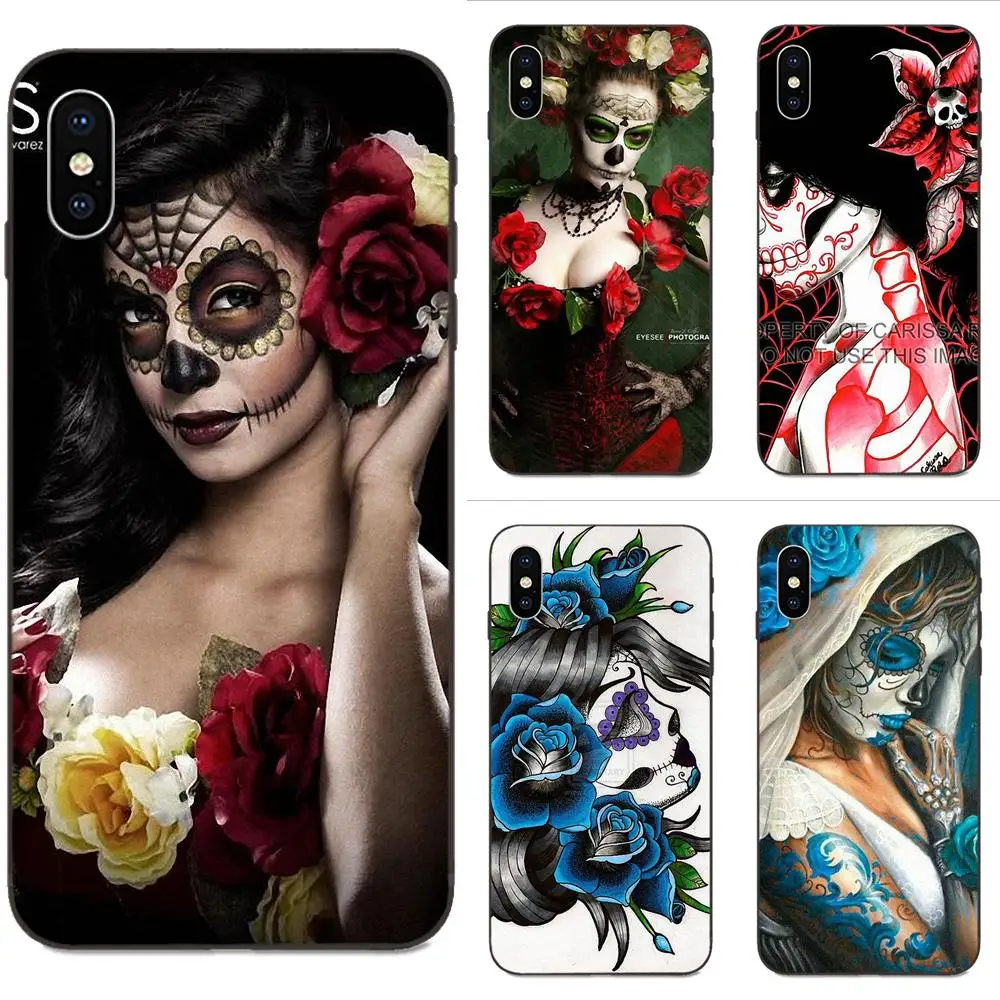 TPU Coque For Huawei nova 2 2S 3i 4 4e 5i Y3 Y5 II Y6 Y7 Y9 Lite Plus Prime Pro 2017 2018 2019 Sugar Skull Tattoo Rose Flower | Мобильные