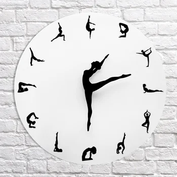 

Yoga Postures dance wall clock living room modern simple home Decor personality quartz quiet clock Unique Design Gift WY527