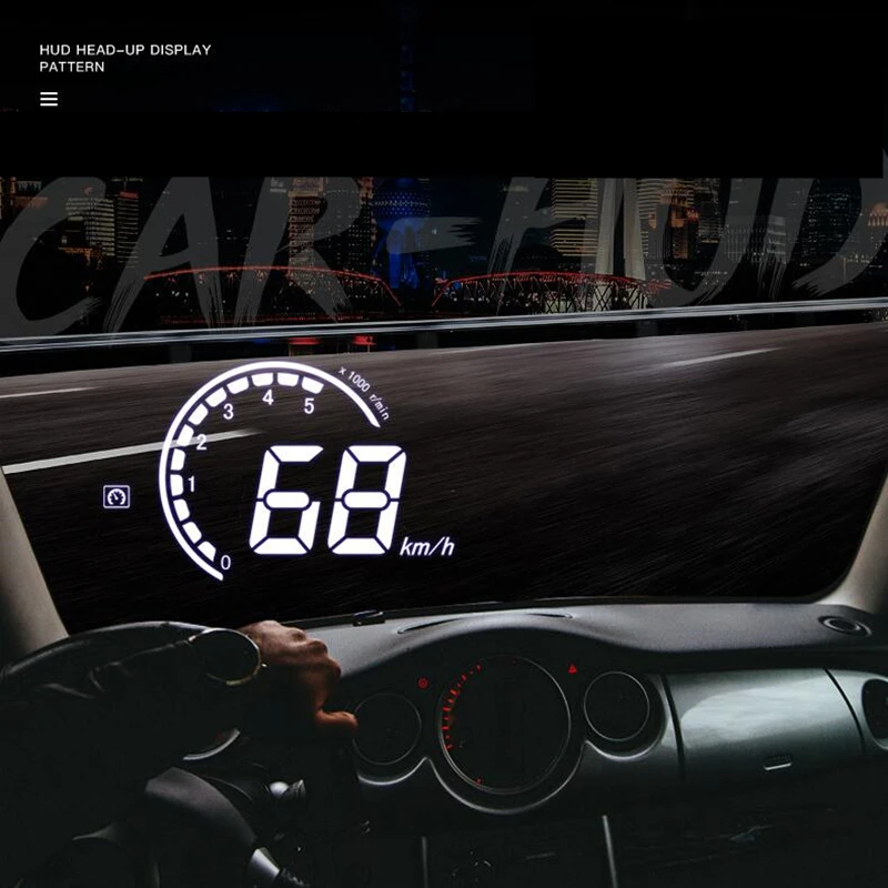 Автомобильный HUD Дисплей OBD2 превышение скорости Предупреждение Системы Светодиодная лампа-проектор Авто электронный будильник Системы s стекло для защиты от ветра, автомобильный-Стайлинг