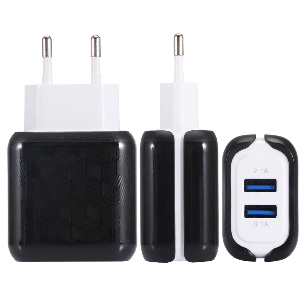 Быстрое зарядное устройство, двойной USB, зарядное устройство для телефона, 3.1A, быстрая зарядка, ЕС, США, вилка, мобильный дорожный настенный адаптер для iPhone X, iPad, samsung, планшета
