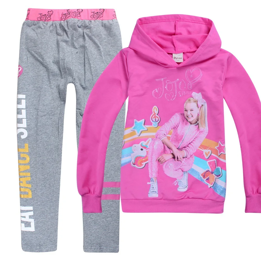 JOJO Siwa/комплекты спортивных костюмов для девочек; толстовки; свитшоты; леггинсы; брюки; Спортивный Повседневный карнавальный костюм; хлопковая одежда; подарок на день рождения и Рождество