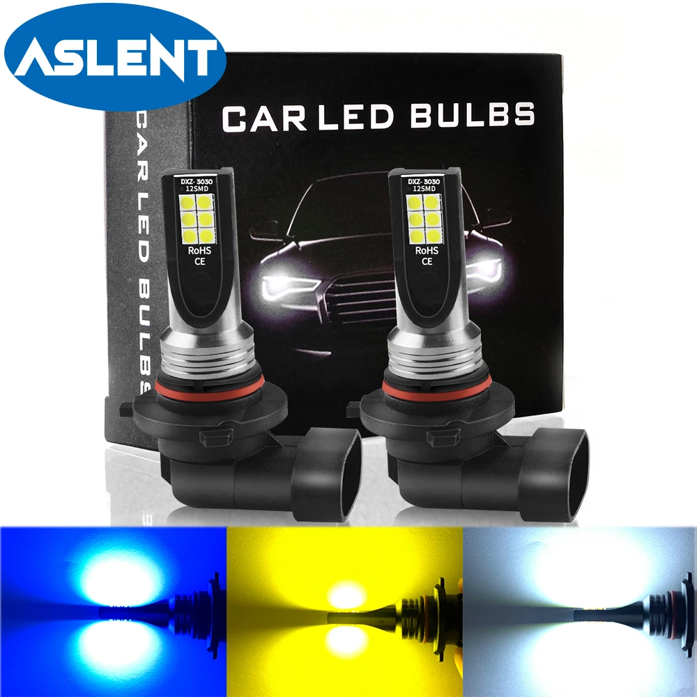 ASLENT 2 шт. автомобиль H8 H11 светодиодный 9005 hb3 9006 hb4 H3 H1 h4 h7 3030 12SMD противотуманная фара