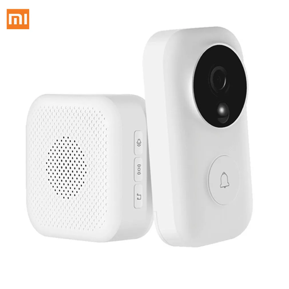 doorbell and bell Xiaomi Zero AI распознавание лица 720P ИК ночного видения Видео набор дверных звонков Обнаружение движения SMS Push домофон Облачное хранение - Цвет: doorbell and bell