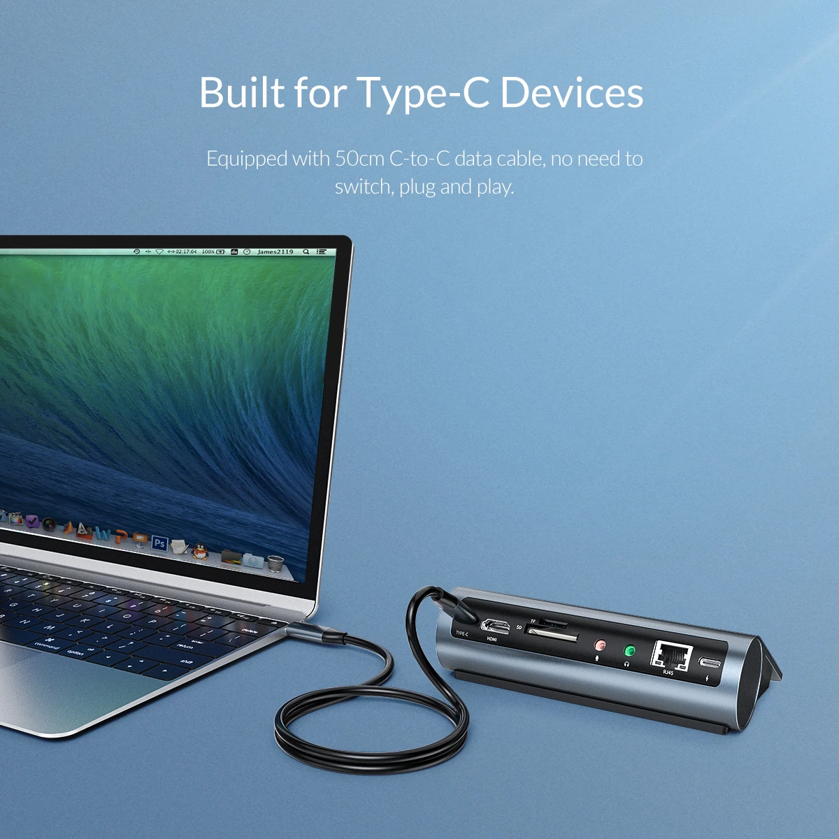 ORICO usb type C концентратор для Мульти USB 3,0 HDMI 4K RJ45 аудио TF SD PD Порт OTG адаптер док-станция USB разветвитель для MacBook Pro huawei
