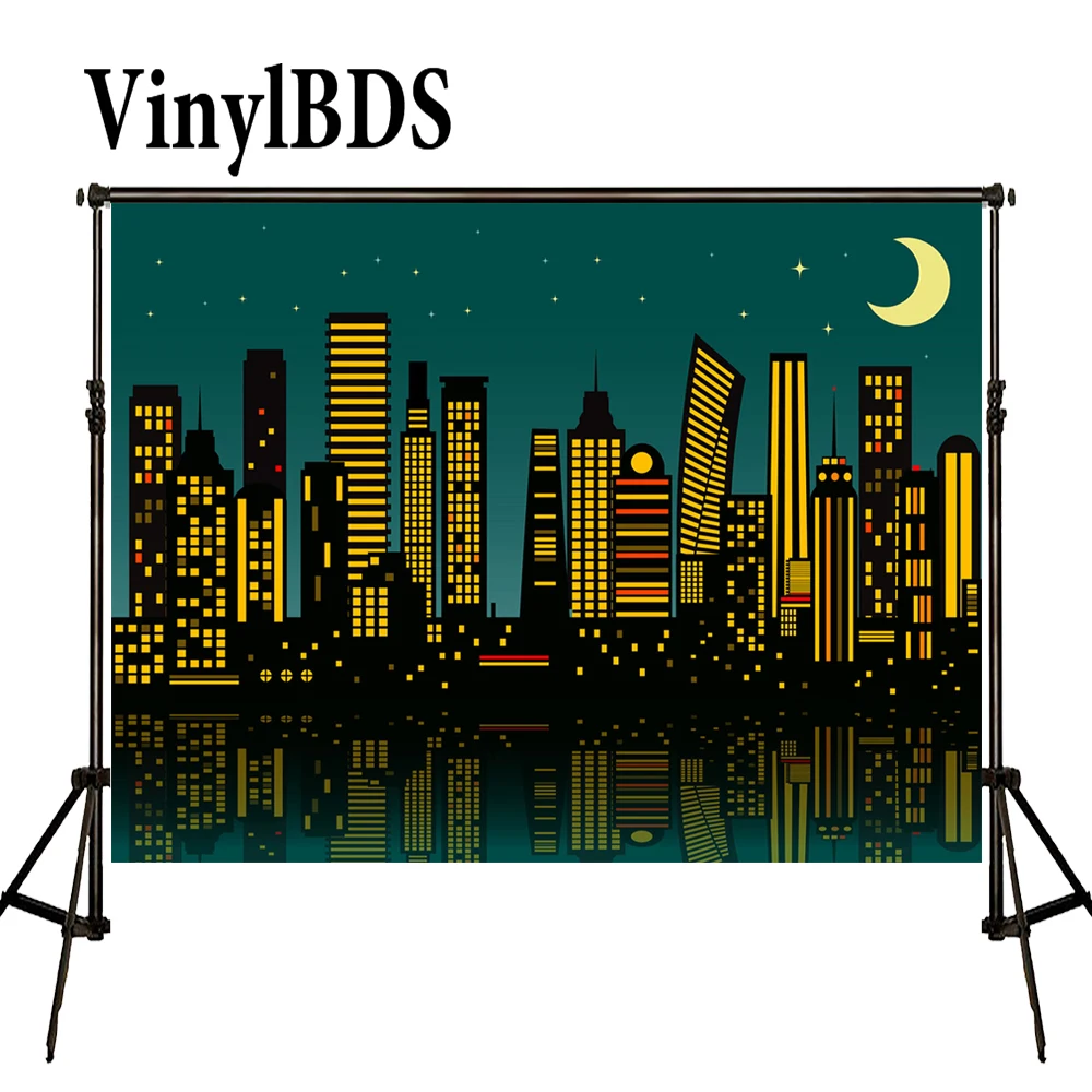 VinylBDS 5x7 футов мультфильм город ночь фото супергерой вечерние Фон косплей