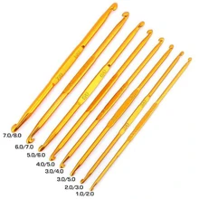 

8 Pcs Handle Crochet Hooks Golden Aluminum Double End Crocheting and Knitting Set Knitting Needle Set Weave Craft
