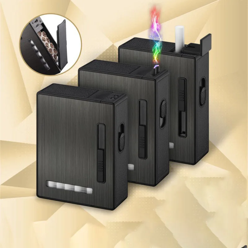 Новая сигаретная коробка USB Arc Электронная зажигалка Беспламенное ветрозащитное сигаретный чехол для табака Зажигалка 20 шт чехол для прикуривателя