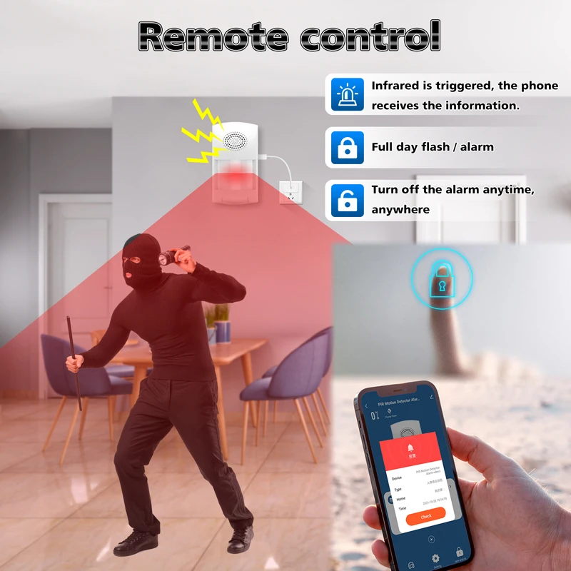 WiFi Home Burglar Alarm System Motion Detector PIR Sensor Alarm Pet Immune Tuya Smart Life APP Remote Control Timing Arm Disarm images - 6