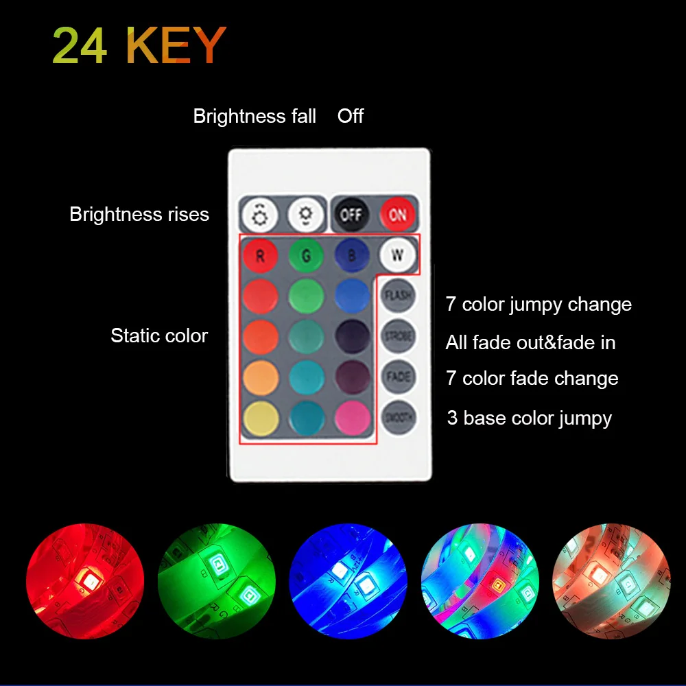 СИД полосные осветители для 2835 мульти-Цвет комплект IP65 Водонепроницаемый Гибкая RGB 300 светодиоды с 24-мя клавишами пульт дистанционного