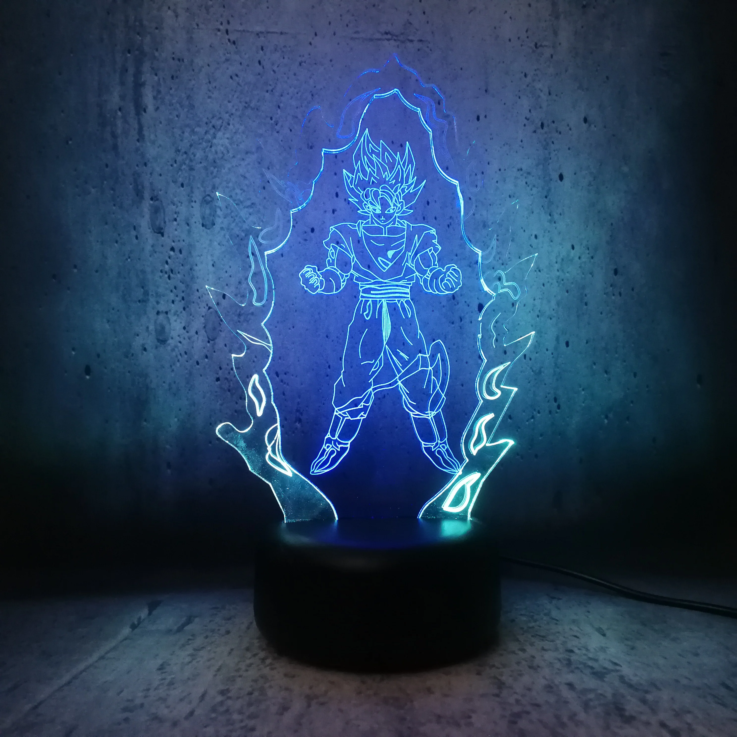 Смешанная двухцветная светодиодный ная лампа Fire Goku 7 меняющихся цветов Драконий