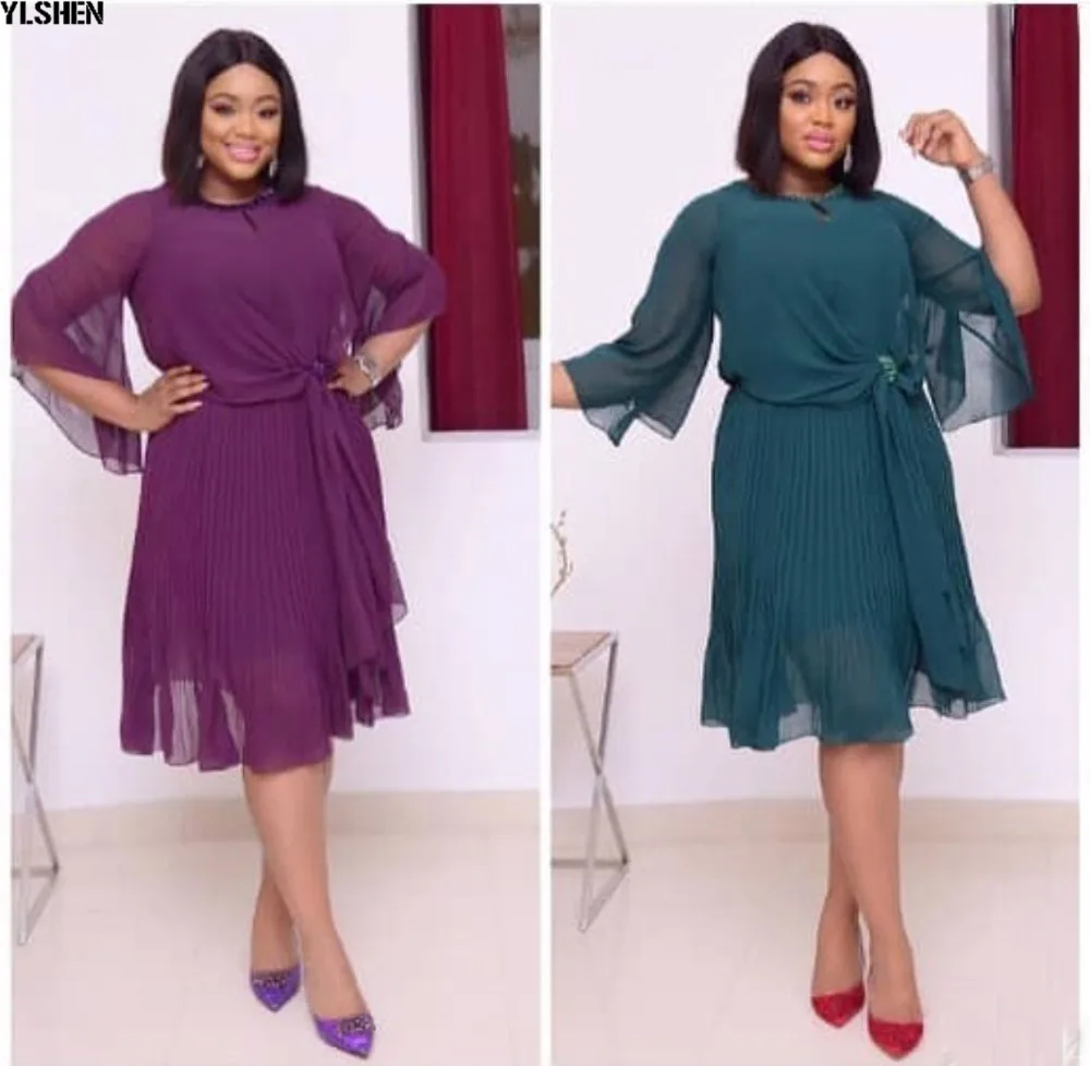 African Dresses For Women 2019 New Elegent Fashion Style African Dress Clothes Women Plus Size Knee-length Ankara Dresses L-3XL 05