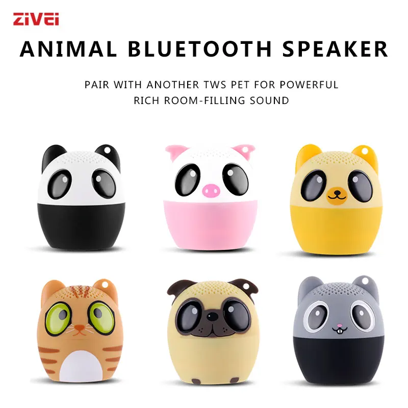 Mini altavoz Bluetooth portátil lindo animal inalámbrico estéreo altavoz  3-4 horas tiempo de reproducción con función selfie regalos 3W (Panda)