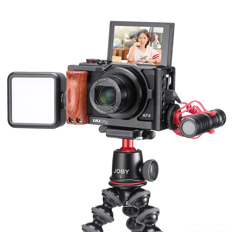 UURig C-G7X III Vlog камера клетка для Canon G7X Mark III алюминиевый сплав клетка с деревянной ручкой