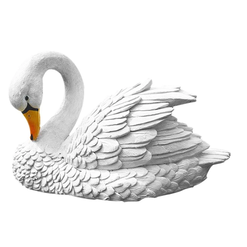 

Top-Resin Swan Figurines Pond Realistic Sculptures Art Decoration Outdoor Yard Floating Miniature Animal Water Beach Garden Stat