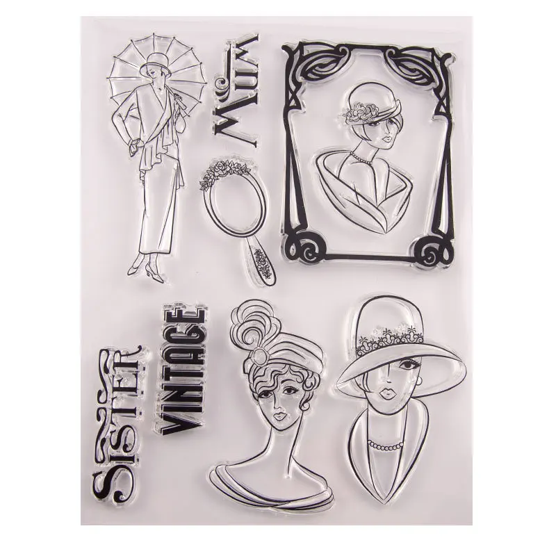 Mun Sister and vintage Lady Transparet силиконовый прозрачный штамп печать для DIY Скрапбукинг декоративная печать листов и резки штампа