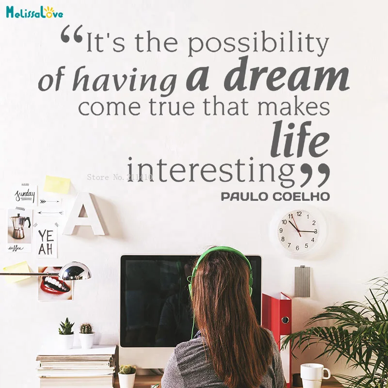 It's The Possibility Of Having A Dream Come True That Makes Life Interesting Wall Sticker Home Decor Removable Art Decal YT3065 | Дом и