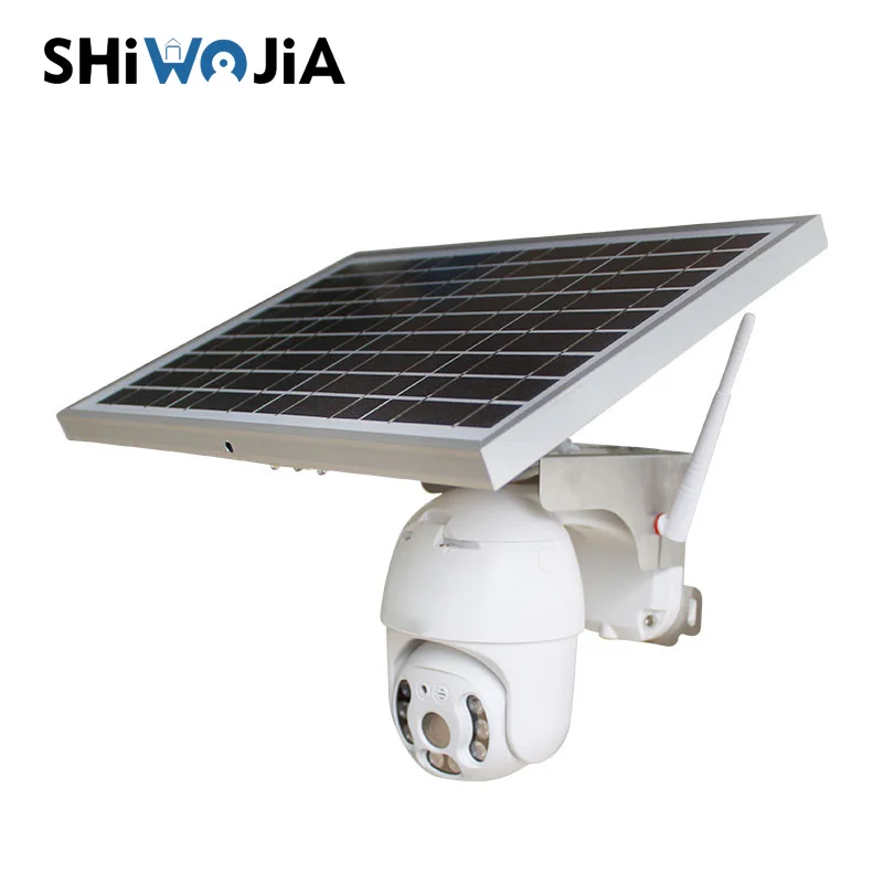 

SHIWOJIA Outdoor Wireless Solar Powered WiFi Security Camera System with Rechargeable Battery Camera Surveillance 2-Way Audio