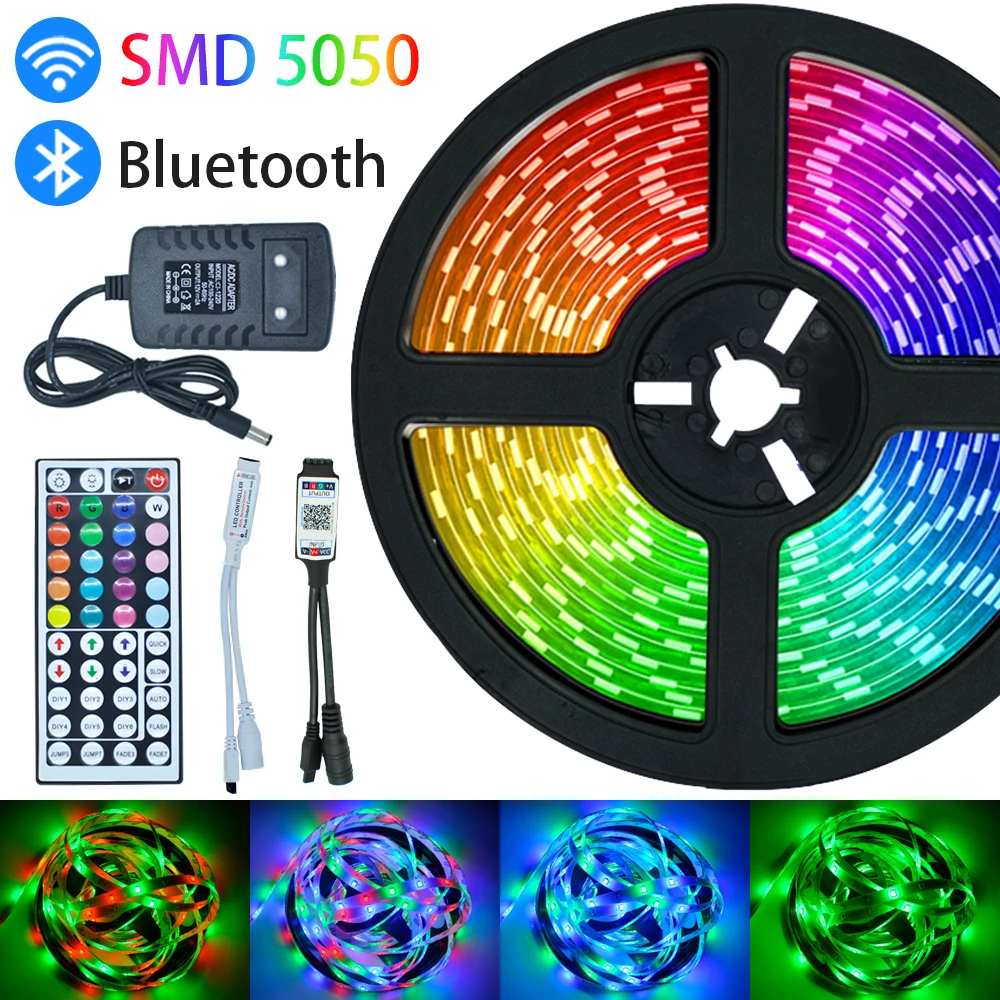Светодиодный светильник Luces Led RGB 5050 SMD 2835 Bluetooth WiFi Водонепроницаемая изменяющаяся