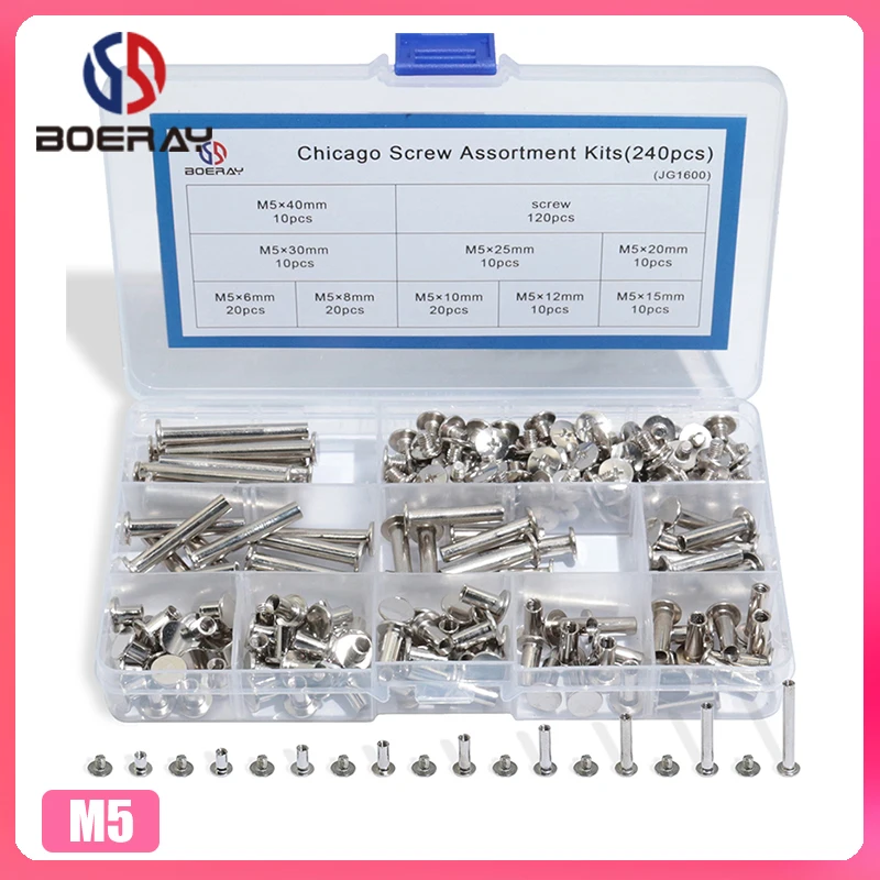 240 шт. набор винтов с никелевым покрытием заклепками|screw kit|snap rivetbinding screw |
