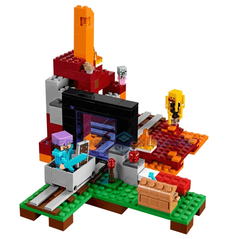 Nether Portal Building Blocks With Diamond Steve Action Figures Compatible My World Bricks Set Gifts Toys 21143 Nether Portal Building Blocks With Diamond Steve Action Figures Compatible My World Bricks Set Gifts Toys 21143