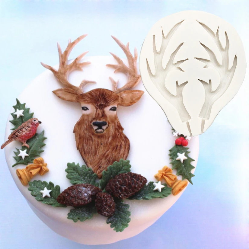 Weihnachten Rentier Horn Silikon Kuchen Backen Form Sugar Schokolade Cupcake Harz Werkzeuge Fondant Dekorieren Werkzeuge