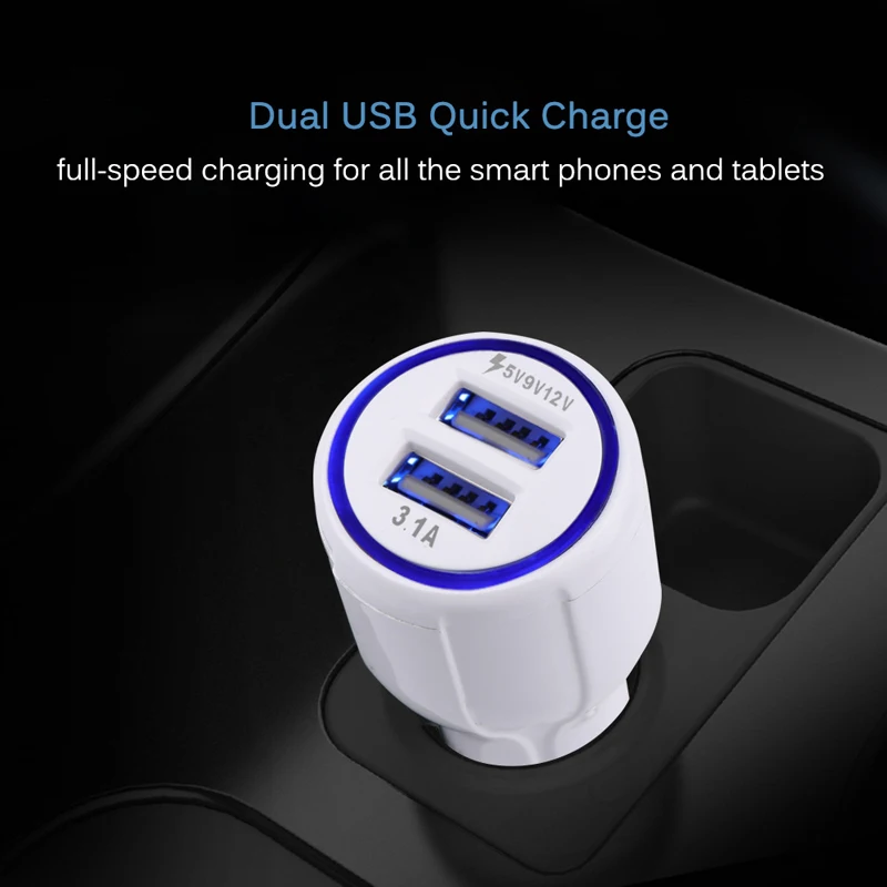 

Hiyork 3.1A Dual USB Car Charger two Port Cigarette Socket Lighter Fast Car Charger Power Adapter Car Styling Fast Charging