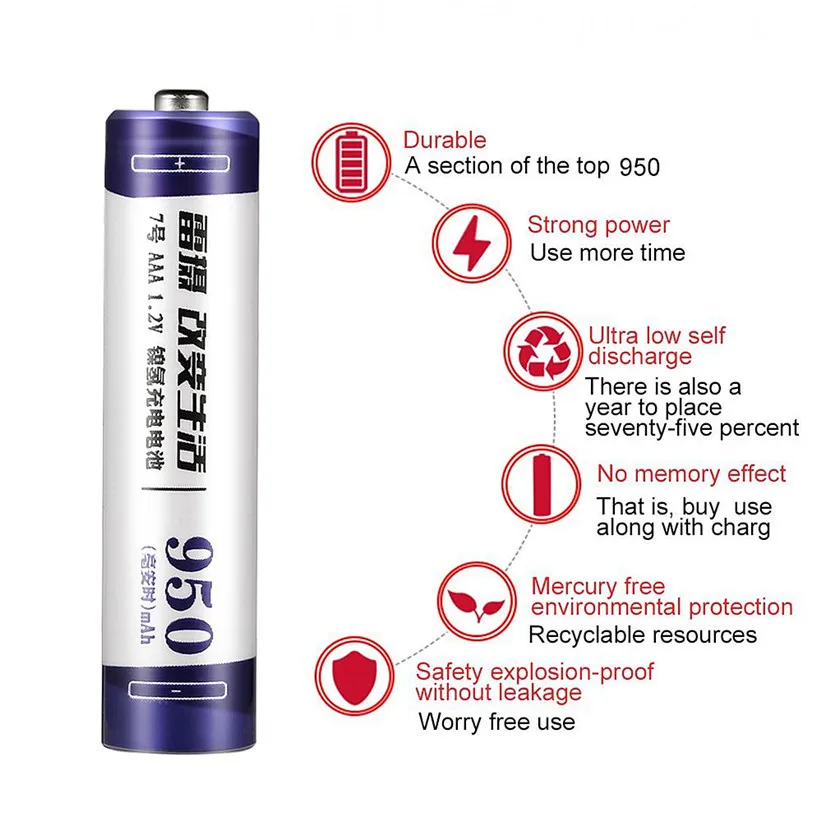 LEISE большой емкости серии AAA NiMH аккумуляторы 950mAh подходит для дистанционного управления игрушки/камеры/микрофон