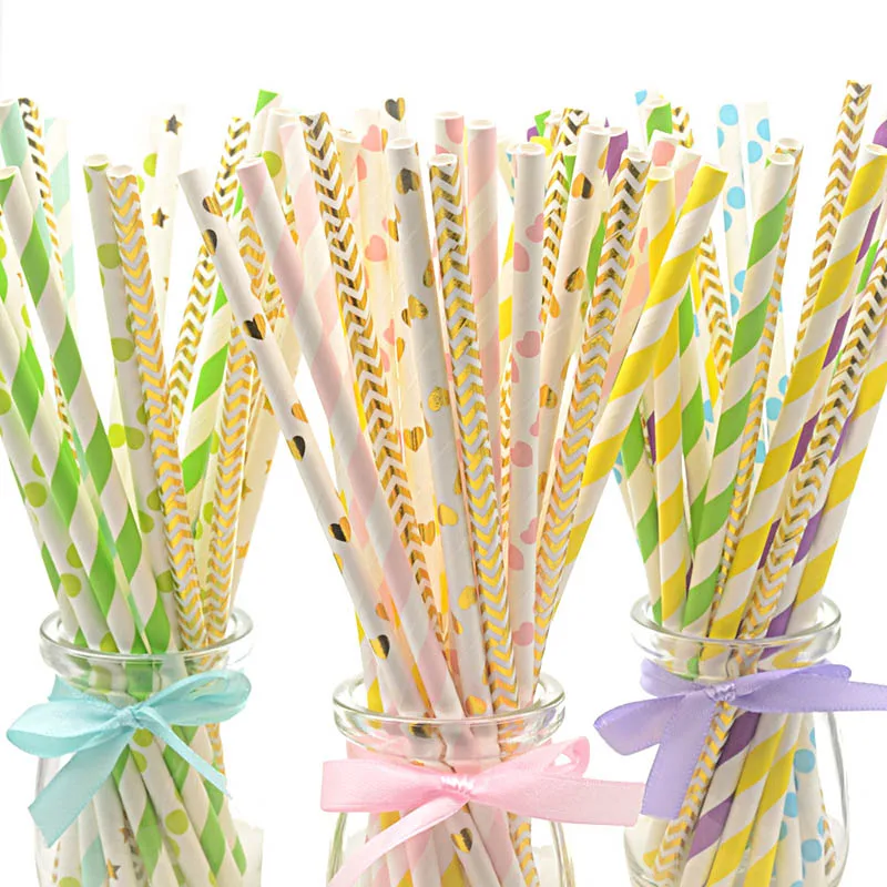 25 шт./лот цветная бумага для питья соломинки свадебного декора день юбилея