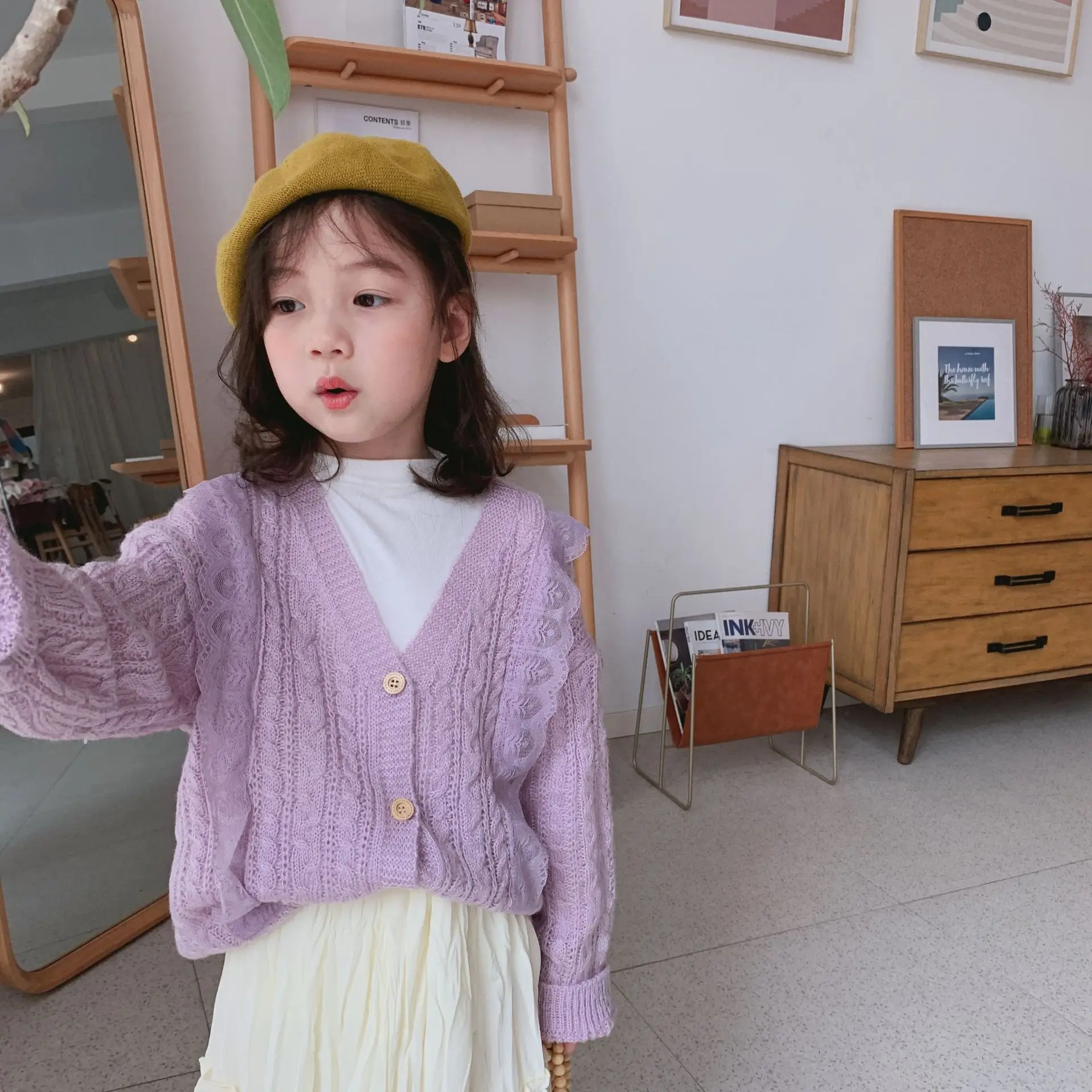Кардиган для маленьких девочек 2, 3, 4, 5, 6, 7 лет, весенне-осенний Модный корейский вязаный кардиган, детская одежда, Новое поступление, Свитера для маленьких девочек