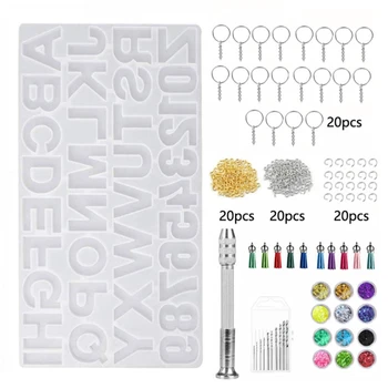 

New Crystal Epoxy Resin Mold Alphabet Letter Number Pendants Casting Silicone Mould