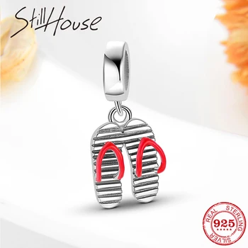 

Authentic 925 Sterling Silver flip flop Charms Pendants for fine Jewelry Making fits Original Charms Bracelet Bangles 2020