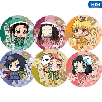 

6pcs Anime Demon Slayer Cosplay Badge Brooch Round Pin Personality Collection Badge For Backpack Clothes Accessories Gift