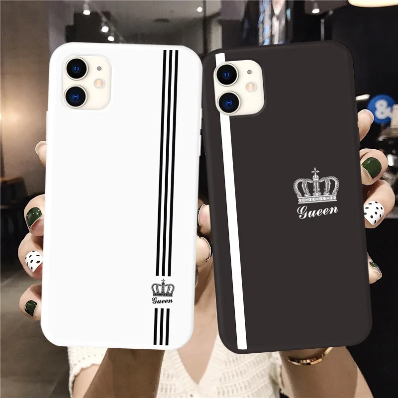 Роскошный романтический чехол для телефона King queen iPhone XS MAX XR X 6 6S Plus мягкий