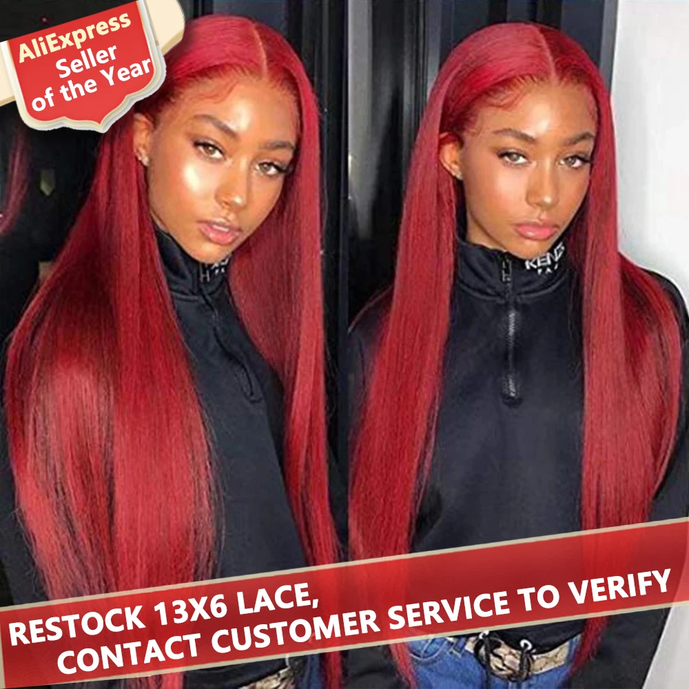 Red Lace Front Human Hair Wigs Full Lace Human Hair Wigs 99J Red Human Hair Wig 13x6 Lace Frontal Wig Pre Plucked Colored
