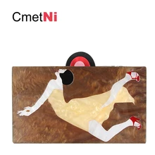 Модная акриловая сумка с мультипликационным рисунком, вечерние клатчи, женская сумка через плечо, уникальный клатч для дня, сумка для вечеринки, выпускного, свадьбы, сумки