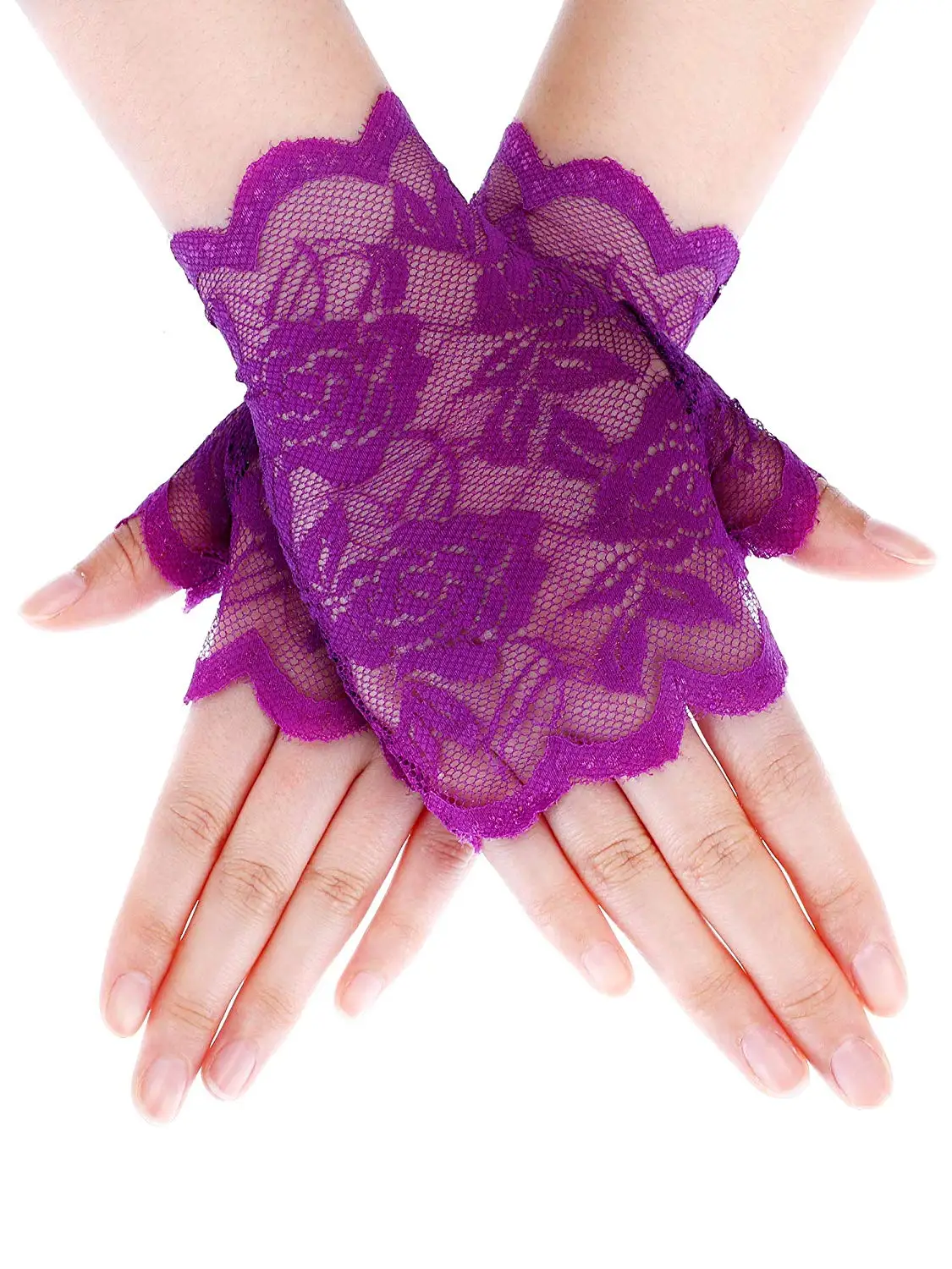 Sexy Purple Пикантные женские перчатки для защиты от солнца для вождения перчатки очаровательные пикантные женские ботинки, для девушек и женщин, выполнено из кружева Детский костюм для вечеринок Перчатки, варежки без пальцев аксессуар - Цвет: Sexy Purple