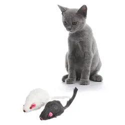 12 шт. мышь натуральный мех смешанные цвета ПЭТ смешанные со звуком для мыши игрушки Моделирование пух загруженные игрушки котенок кошка