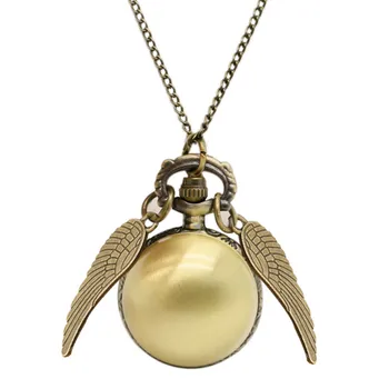 

Quidditch Golden Snitch Pocket Watch for Boys Girls Bronze Pendant Necklace Watches Gift for Boyfriend Girlfriend Drop Shipping