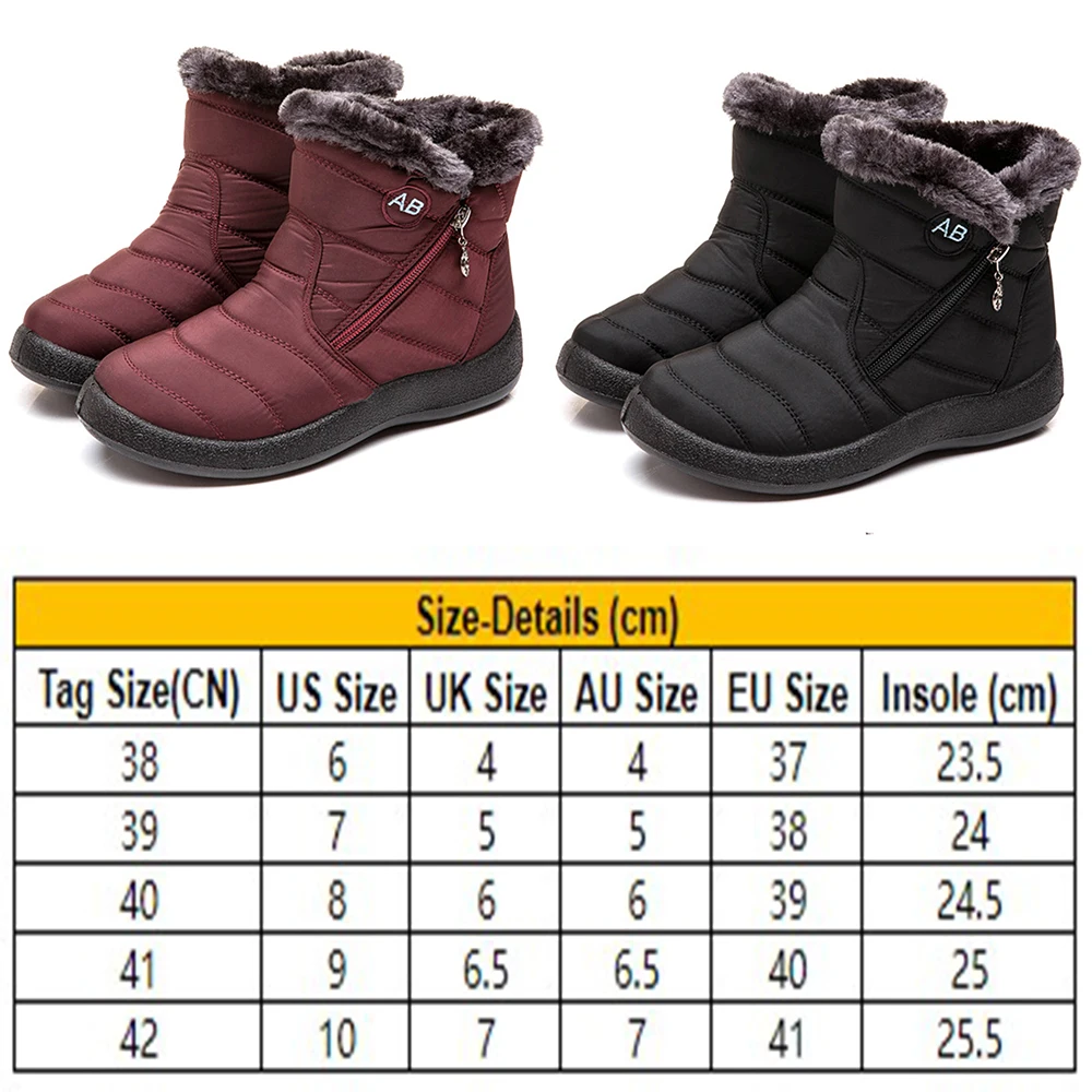 Водонепроницаемые зимние ботинки; женская зимняя теплая обувь на плоской подошве с мехом; ботильоны с круглым носком; Botas Mujer; Уличная обувь; D30