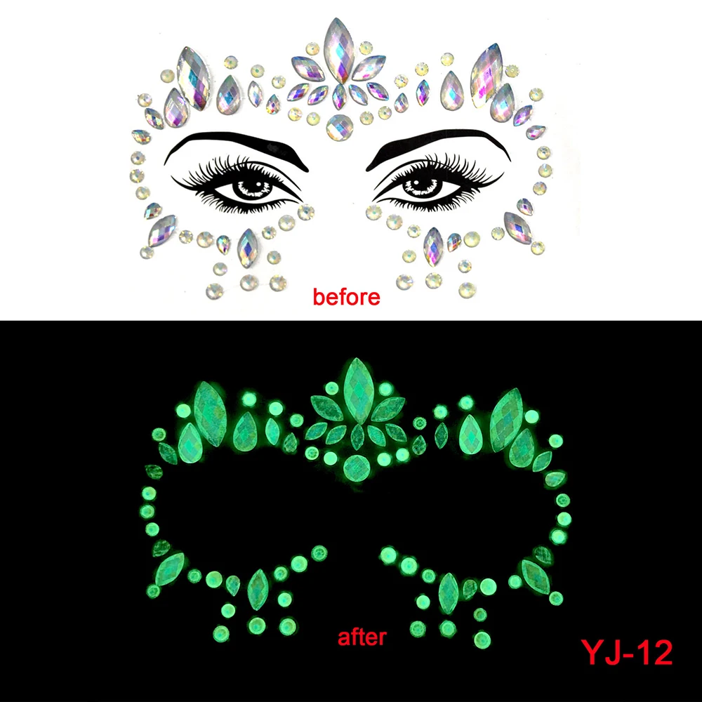 Rhinestone Stickers Makeup Stickers Makeup Rhinestone Stickers New EDM Face Sticker Diamond Halloween Ghost Face Sticker Luminous Crystal Diamond Eyebrow Luminous Sticker