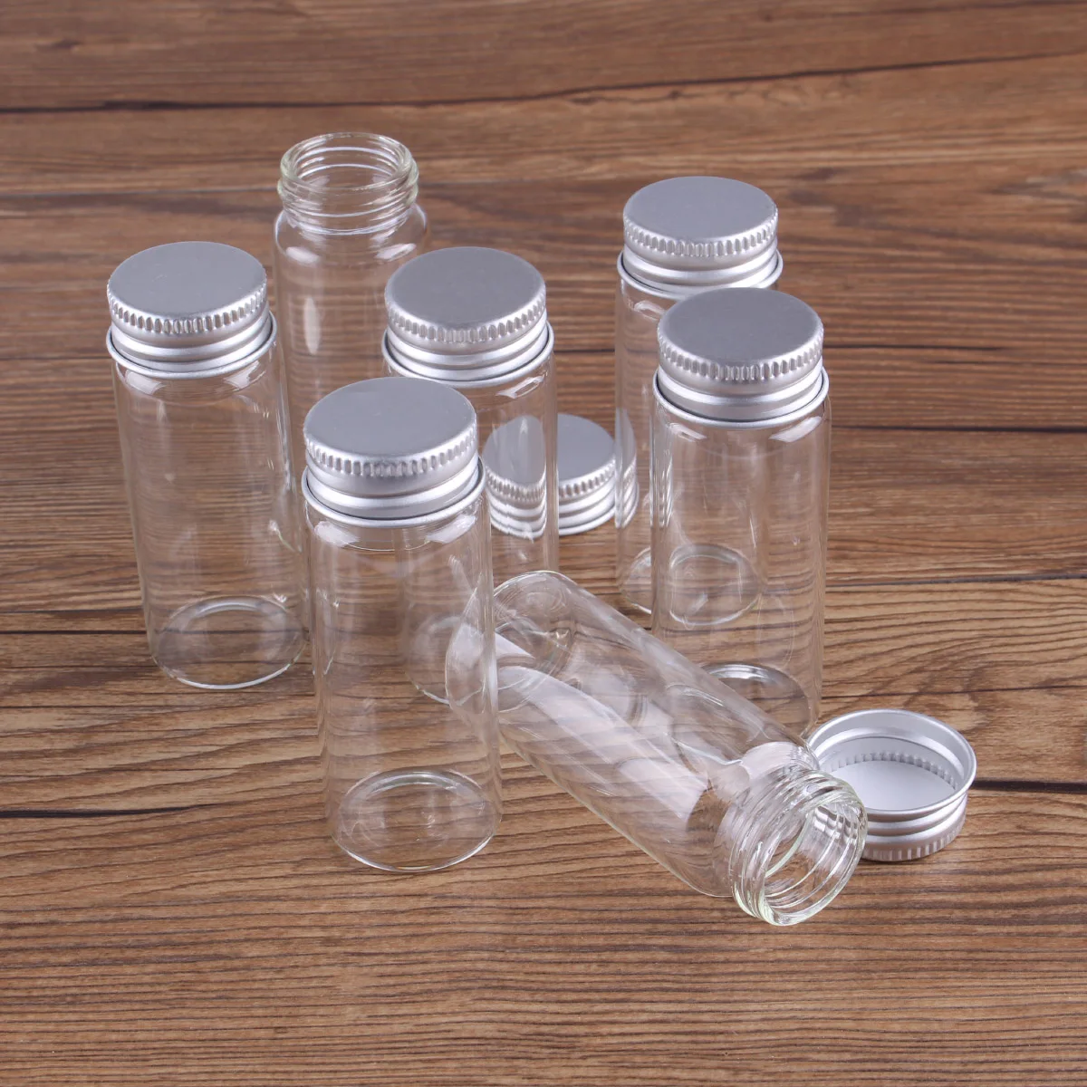 5pcs 25ml 27*70mm Clear Glass Bottles with Aluminum Caps Glass Jars Potion bottles Glass Vials Spice Jars for Art Craft 4