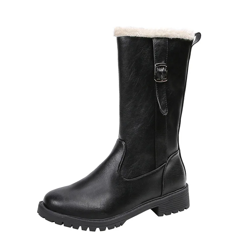 

Winter Snow Boots Women Patchwork Zipper Plus Velvet Warm Punk Rock Motocycle Boots Gothic Shoes Cool Girl Martin Boot