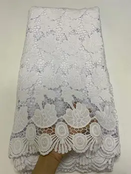 

African Pure White Guipure Lace Fabric 2020 High Quality Nigerian Cord Lace Fabric Water Soluble Wedding Lace For Dresses