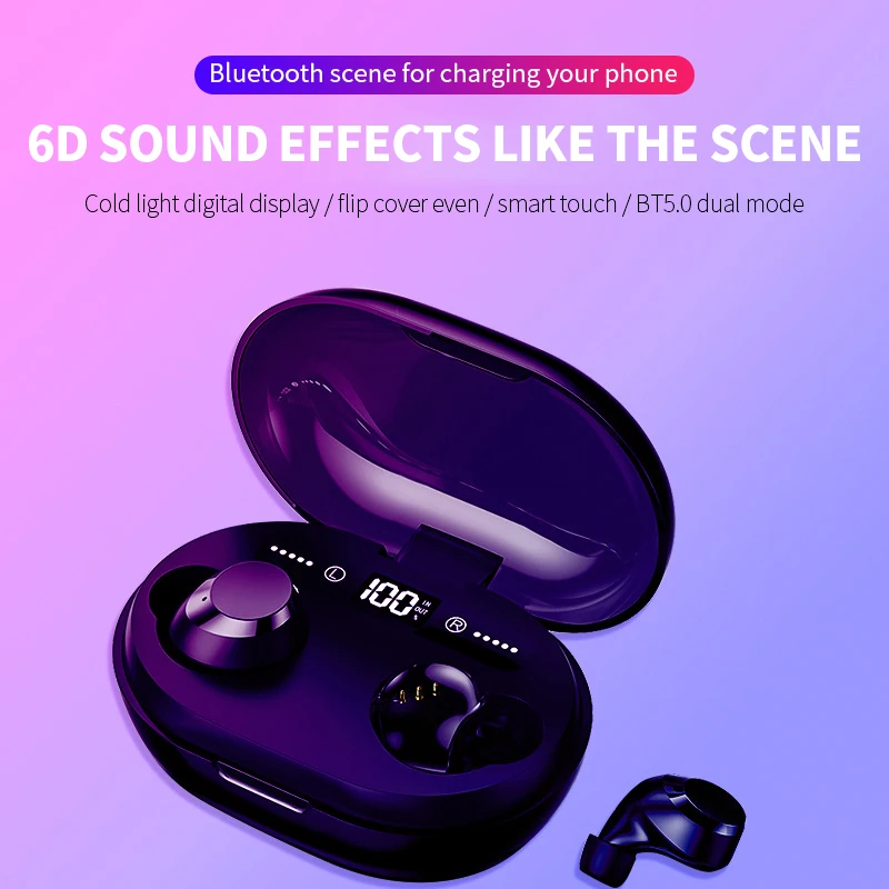 C8S TWS беспроводные наушники Bluetooth V5.0 3000 мАч зарядное устройство светодиодный дисплей как внешний аккумулятор гарнитура сенсорный наушник Регулировка громкости