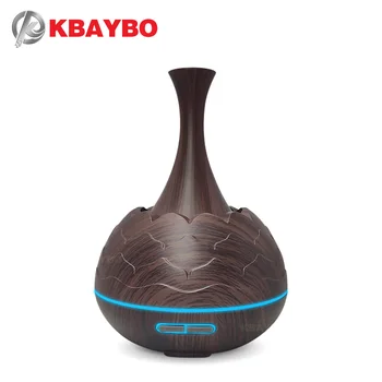 

KBAYBO 180ML Ultrasonic wood grain humidifier electric aromatherapy essential oil diffuser small capacity 7 colors LED lights