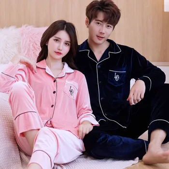 

Comfortable Women Velvet 2pcs Sleepwear Homewear Autumn And Winter Keep Warm Nightwear Pajamas Set Elegant Solid Bath Gown 3XL