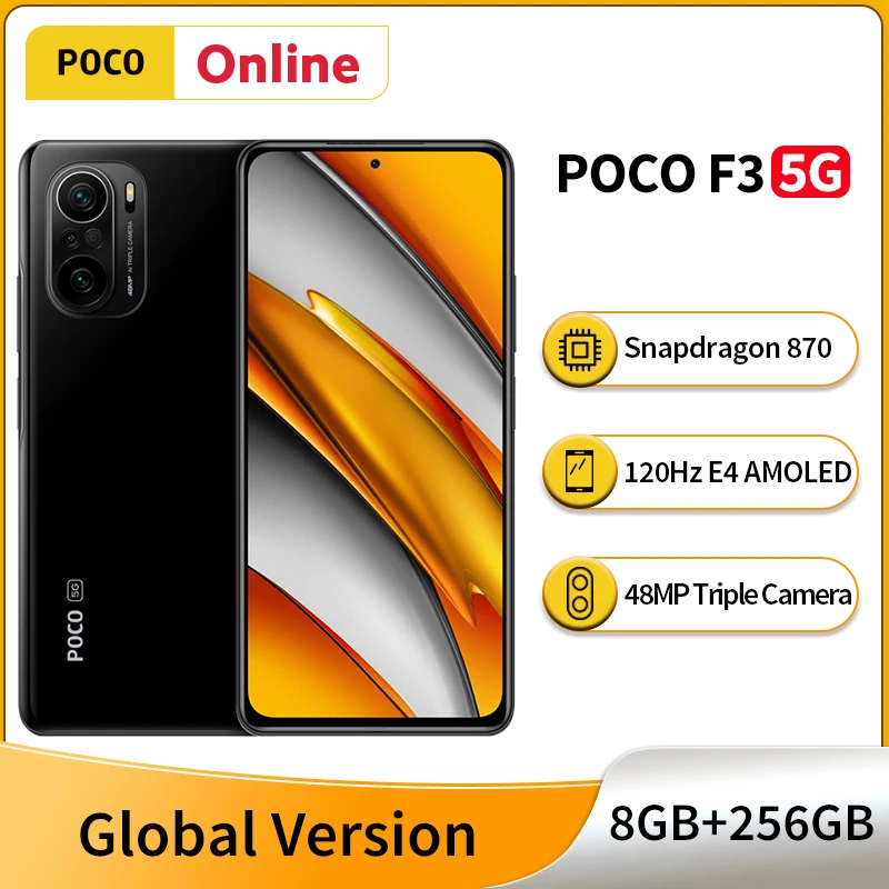 Смартфон глобальная версия POCO F3 8 Гб RAM 256 ГБ ROM Snapdragon 870 120 Гц AMOLED DotDisplay 4520 мАч 33 Вт