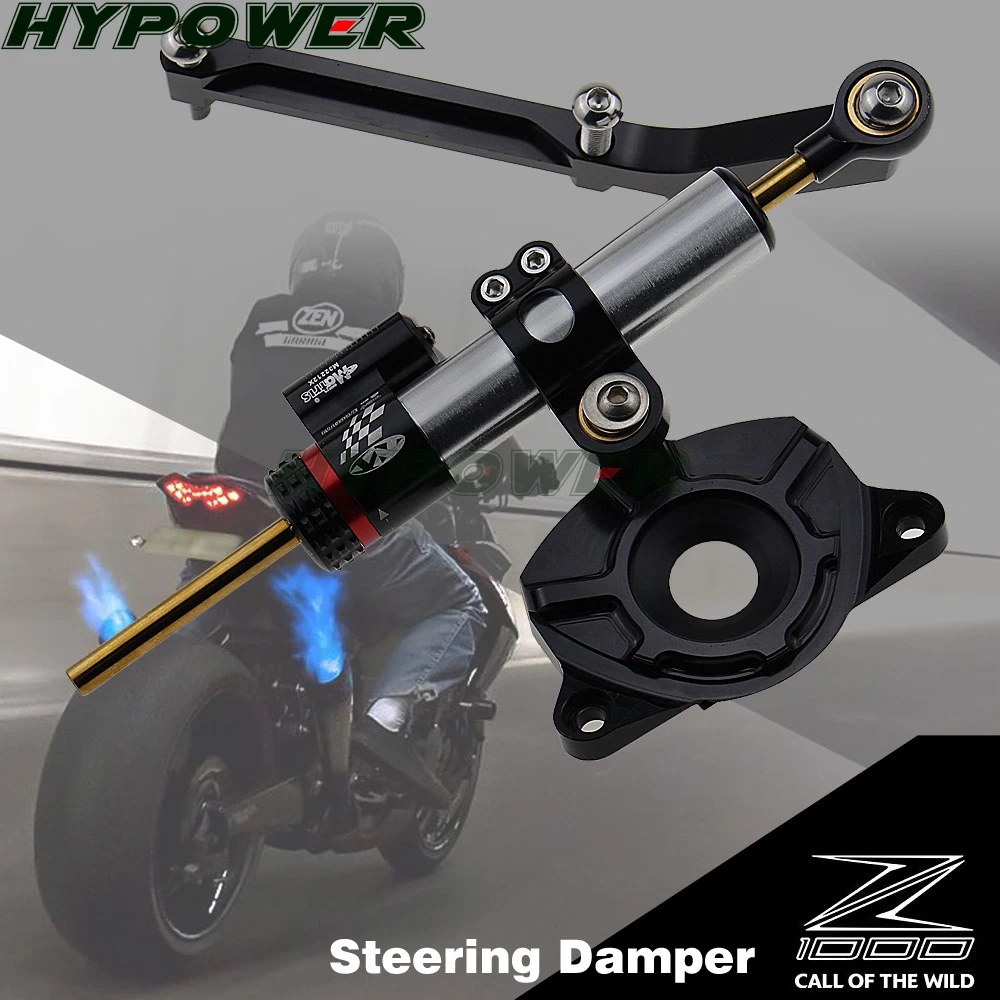 Steering Damper Stabilizer Buffer Control Bar with Bracket Fits Kawasaki Z1000 2015-2017 Newsmarts Motorcycle CNC Steering Damper Stabilizer 