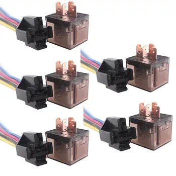 

5PCS Car Auto DC 80A AMP Transparent Relay & Socket SPDT 5 Pin 5 Wire & 4 Pin 4 Wire