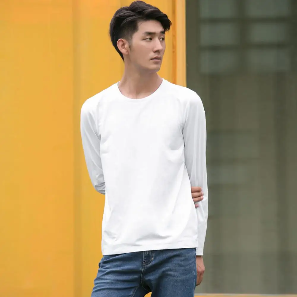 Xiaomi mijia модная мужская Свободная хлопковая футболка с длинными рукавами машинная стирка деформация Удобная Повседневная футболка умная